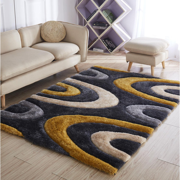Orren Ellis Thionville Performance Gray/Yellow Rug & Reviews Wayfair